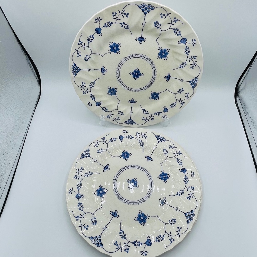 Vintage Myott Finlandia Blue White Dinner Plates Set of 2 Staffordshire England